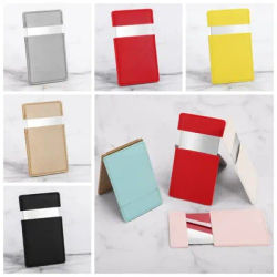 High Quality Stainless steel Makeup Mirror PU Leather Cosmetic Tools Vanity Mirror Solid Color Handheld Pocket Mirror