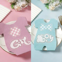20pcs Boy Or Girl Gender Reveal Party Napkins Pink Blue Baby Clothes Shape Napkin Baby Shower Gender Reveal Party Decor Supplies