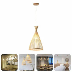 Lustre japonais en rotin de bambou naturel, lampes suspendues LED tissées à la main, abat-jour en osier, abat-jour d'éclairage E27