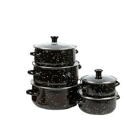 Set di pentole smaltate da 5 pezzi - pentole leggere multiuso adatte a zuppe, stufati ecc. - compatibili con fornelli a gas ed elettrici - scelta perfetta per cucine domestiche e ristoranti