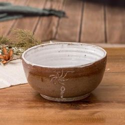 'Rustic-Inspired Glazed Earthy Tone and White Ceramic Bowl'
