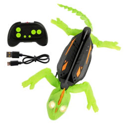 Wall Climbing RC Gecko Toy, Rechargeable Remote Control Lizard with LED Eyes, Dual Mode Floor & Wall Climbing Toy Gift for Kids