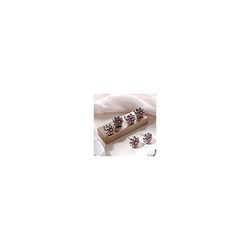 'Floral Red and White 6-Piece Ceramic Knob Set from India'