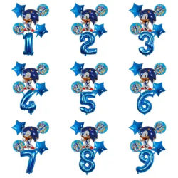 Hedgehog Anime Character Boy Cartoon Balloon Number Combo Set Sonic Action Figure Birthday Party Aluminum Balloon Baby Gift