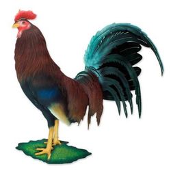 Steel wall art, 'Proud Rooster' - Hand Painted Steel Bird Wall Art