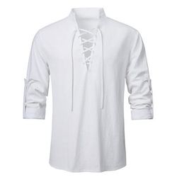 Medievale Rinascimento 17° secolo Camicia Pirata Vichingo Tinta unita Costume Per uomo Halloween Carnevale Casual Quotidiano Fiera Rinascimentale LARP Adulti Camicia Primavera Estate