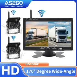 AHD 1080P Wireless Reversing Camera Kit 7 Inch IPS Split Screen Monitor Dual IR Night Vision Cams for Truck RV Camper