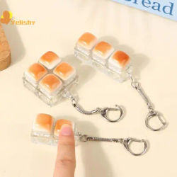 Creative Bread Keyboard Keychain Mechanical Keyboard Decompression Toy Keyring Bag Pendant Fidget Button Finger Toys