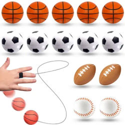 Boule éponge de retour élastique, 6 pièces, exercices de jeu de cordes en Nylon, balle à main en caoutchouc, jouets pour enfants, balle de Yoga en plein air