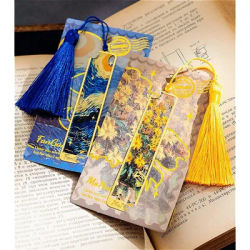 Vintage Oil Painting Metal Bookmark - Hollow Gold Foil Tassel Bookmark - Gift for Book Clubs and Book Lovers