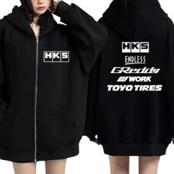 2025 Popular Japan JDM Modified Car HKS ENDLESS Zip Up Hoodie Men women Zipper Sweatshirt Unisex Fleece Long sleeve Loose Jacket