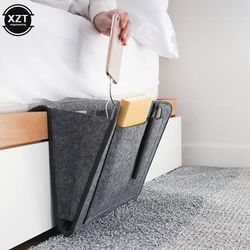 Phone Book Magazine Holder Pockets Hanging Storage Bag, Felt Bedside Storage Organizer, Baby Tissue Box For Bed Sofa dark Grey 12.6" X 8.3" X 3.9"