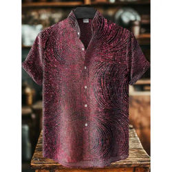 Chemise à manches courtes en lin pour hommes, nouvelle mode, motif artistique pétale, Vintage, confortable, décontracté, haute qualité, haut à boutons