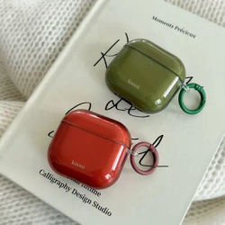 Étui pour écouteurs anti-poussière de couleur unie rétro avancé avec anneau pour Airpods 1 2 Pro Pro2 Pro3 Airpods 3 Airpods 4