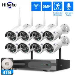 Hiseeu 3/5/8MP WiFi CCTV Camera Security System IR Night Vision Bullet Camera Set 10CH NVR Wireless CCTV Surveillance System