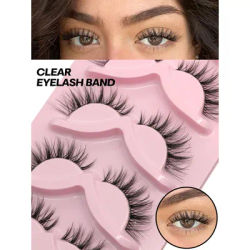 Veltrinay Cat Eyelashes Manga Lashes Fox Eye False Eyelashes Natural Look Faux Mink Lashes Wispy Clear Band Spiky Makeup