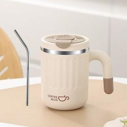Tazza da caffè di grande capacità da 480 ml tazza da viaggio - acciaio inossidabile 304 - con colino per il tè rimovibile paglia - coperchio in stile resistente - tè/caffè portatile a prova di