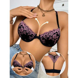 Soutiens-gorge sexy pour femmes, bonnets B et C, en dentelle luxueuse, à fermeture avant, push-up, dos élégant