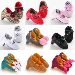 Printemps et automne fille bébé anti-dérapant chaussures pour enfants fille bébé beau nœud talons hauts fille bébé talons hauts