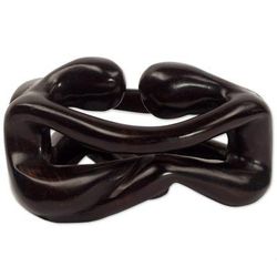 Thinking Lovers,'Hand Carved Wood Sculpture of Couple from Ghana'