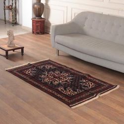'Spring-Themed Crimson 3x5 100% Wool Area Rug Woven in India'