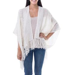 Alpaca blend shrug, 'White Winter Clouds'