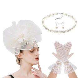 Derby Guanti Collana Cappello Fascinator Gentildonna Costume Per donna Mascherata Feste Ascot Festival delle corse di cavalli Adulti Copricapo