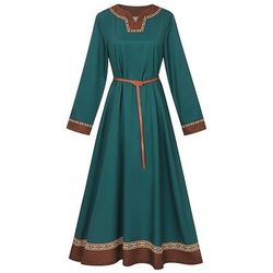 Retrò Vintage Medievale Rinascimento Vestito Costume di fantasia Lunghe Vichingo Cavaliere Celtico Costume Per donna Celtico Halloween Carnevale Performance LARP Fiera Rinascimentale Adulti Vestito