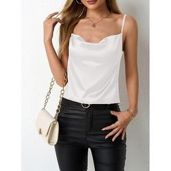 Per donna Blusa Canotta a canotta Senza schiena Semplice Vintage Elegante Senza Maniche Spallina Top Regolari Quotidiano Ferie Uscire Bianco Vino Rosso Marrone chiaro Beige Estate Primavera