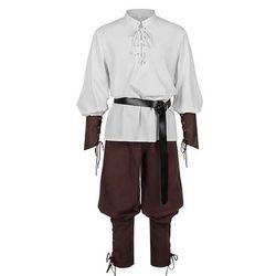 Medievale Rinascimento Costume di fantasia Lunghe Pirata Vichingo Costume Per uomo Vichingo Costumi da pirata Halloween Carnevale Performance LARP Fiera Rinascimentale Adulti Camicia Pantaloni Cintura