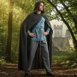 Medievale Rinascimento Mantello Costume di fantasia Tunica Lunghe Cavaliere Vichingo Cavaliere Celtico Costume Per uomo Celtico Fantasia Halloween Carnevale Performance LARP Fiera Rinascimentale