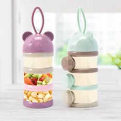 3/4Layer Baby Portable Baby Food Storag Box Multiple Openings Dispenser Cartoon Infant Milk Powder Box Toddle Snack Container