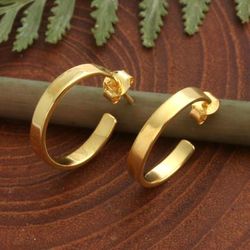 'Minimalist 18k Gold-Plated Silver Half-Hoop Earrings'