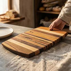Tasteful Moments,'Striped Rectangular Wood Cutting and Charcuterie Board'
