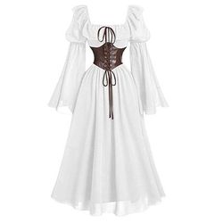Retrò Vintage Medievale Rinascimento Vestito Lunghe Elfo Costume Per donna Halloween Carnevale Mascherata Fiera Rinascimentale Festa a tema retrò Adulti Vestito