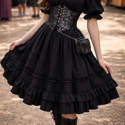 Medievale Rinascimento Steampunk Gonna Corsetto Costume di fantasia Costume Per donna Fantasia Halloween Carnevale Performance LARP Fiera Rinascimentale Adulti Gonna Cintura