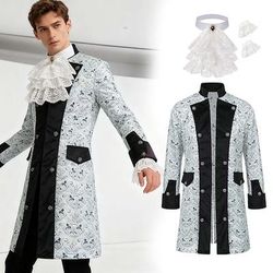 Rococò Medievale Rinascimento Cappotto Costume di fantasia Colletto increspato Lunghe Nobile Abiti reali Costume Per uomo Fantasia Halloween Carnevale Performance LARP Fiera Rinascimentale Adulti