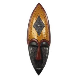 Ewe Beauty,'Aluminum Accented African Wood Mask'