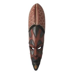 Hogbeza,'African Mask Hand Crafted with Wood and Copper'