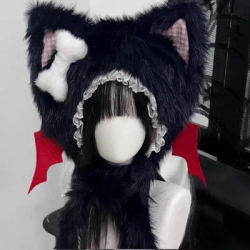 Sous-culture Punk ange diable ailes bonnet chapeau Lolita gothique foncé Y2k fille réchauffement cache-oreilles hiver plus chaud oreilles de chat chapeau