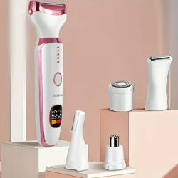 New 5-in-1 Rechargeable Electric Lady Shaver - LED Display Leg & Underarm Trimmer, Stainless Steel Wet&Dry Hair Remover for Wome