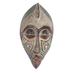 African beaded wood mask, 'Nku'