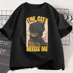 Funny Cat Graphic T-Shirt Humorous Pet Lover T Shirt Men Women Oversized Loose T-Shirts Male Clothes Women Clothing Harajuku