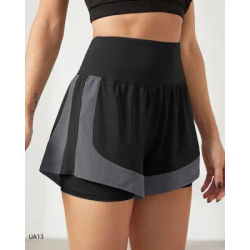 Shorts de sport élastiques taille haute pour femmes 2-en-1 à séchage rapide et respirants pour le yoga, la course et l'entraînement