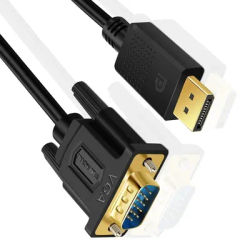 Adaptateur DisplayPort vers VGA, câble DP vers VGA, mâle vers mâle, plaqué or, adapté aux ordinateurs, ordinateurs portables, moniteurs, téléviseurs, projecteurs