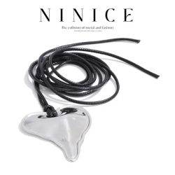 NiNice Stainless Steel Heart Pendant Necklace for Women Black Leather Chain Stylish Unique Neck Jewelry Waterproof