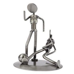 'Rustic Soccer Champs' - Handcrafted Metal Sculpture Recycled Cart Parts Mexic
