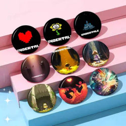 Undertale Anime 32/44/58mm Round Cartoon Brooches Handmade Pins For Backpack Jewelry Accessories Gifts Creative Badge