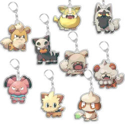 5cm for Pokemon Elf Qikchu Pawmi Perrserker Smeargle Perrserker Acrylic Selfmade Cute Cartoon Anime Keychain Pendant Toy Gift