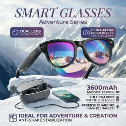 2026 Smart AI Glasses 1080P HD Camera M02 Ultra ChatGPT 3600mAh Charging Case Power Bank 32GB Translation Music Video Sunglasses